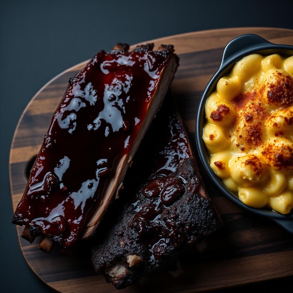 BBQ Ribs & Baked Mac and Cheese